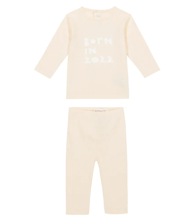 Bonpoint Baby Teodoro Printed Cotton Top And Trousers Set In Ivory