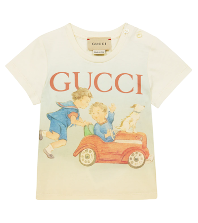 Gucci Baby Printed Cotton T-shirt In Ivory