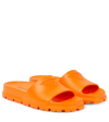 Prada Rubber Logo Pool Sandals In Papaya