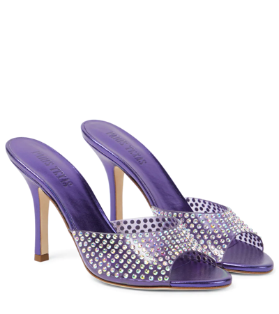 Paris Texas Holly Penelope Crystal Mule Sandals In Purple