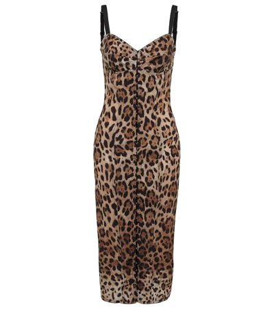Dolce & Gabbana Leopard-print Midi Dress In Animal