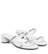 Balenciaga Logo-print Leather Sandals In White/black