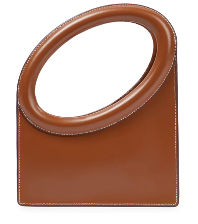 Staud Limone Cutout Leather Top-handle Bag In Brown