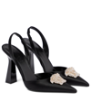 Versace La Medusa Satin Slingback Pump In Nero Oro