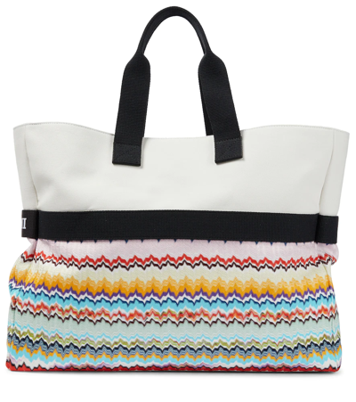 Missoni Logo Print Tote Bag In White ModeSens