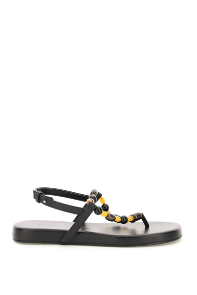 Low Classic Thong Sandals With Beads In Black