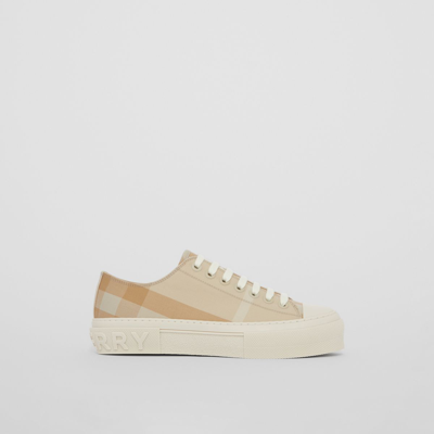 Burberry Checked Canvas Sneakers In Beige ModeSens