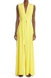 ADAM LIPPES BELTED SILK CREPE JUMPSUIT