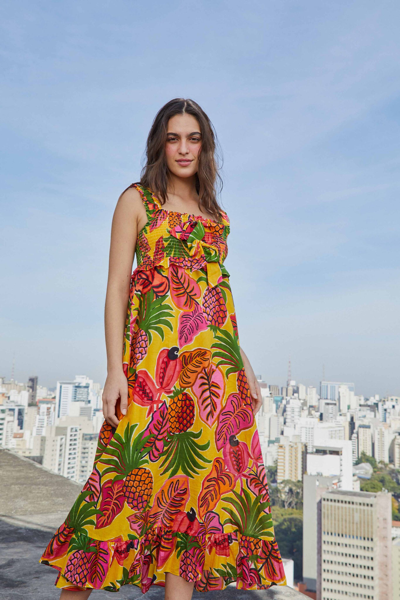 Farm Rio Yellow Fruit Dream Maxi Dress | ModeSens