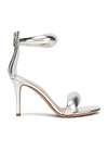 Gianvito Rossi 105mm Bijoux Metallic Leather Sandals In Grey