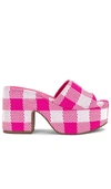 Larroude Women's Miso Gingham Platform Mules In Fuchsia