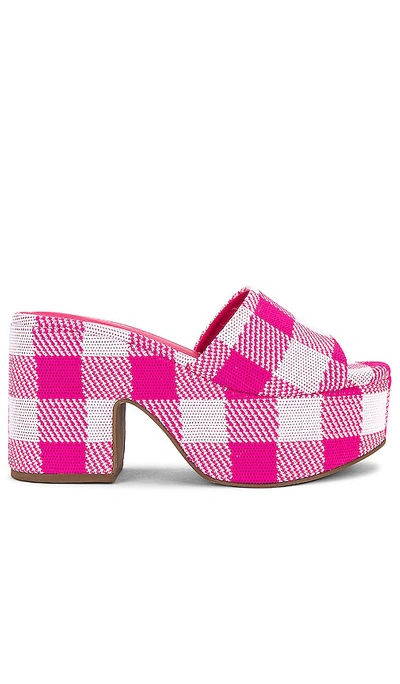 Larroude Women's Miso Gingham Platform Mules In Fuchsia