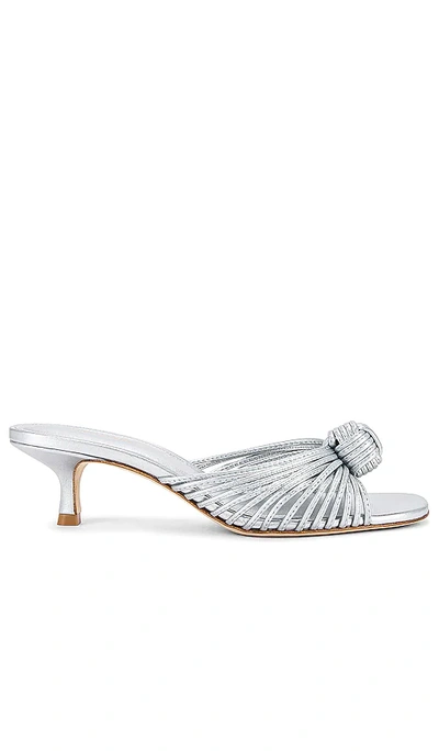 Larroude Larroudé The Valerie Kitten-heel Sandals In Metallic Silver