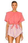 Isabel Marant Zelikia T-shirt In Rose-pink Cotton In Papaya