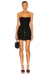Saint Laurent Strapless Sweetheart-neck Denim Mini Dress In Worn Black