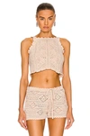 Saint Laurent Crochet-design Sleeveless Top In Naturel