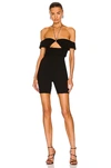 Saint Laurent Halterneck Cold-shoulder Playsuit In Noir