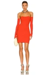 Helmut Lang Contour Rib Knit Mini Dress In Poppy