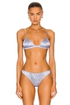 Fleur Du Mal Blue Silk Triangle Bra In Pastel Sky