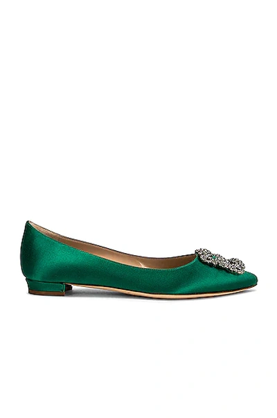 Manolo Blahnik Hangisi 10 Flat In Bright Green