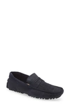 Nordstrom Brody Driving Penny Loafer In Blue Stone Textured Suede