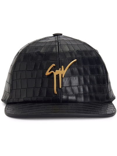 Giuseppe Zanotti Cohen Croc-effect Cap In Black