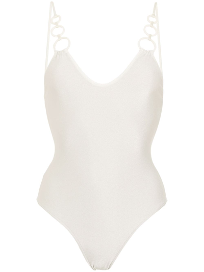 Adriana Degreas 圆环细节连体泳衣 In White