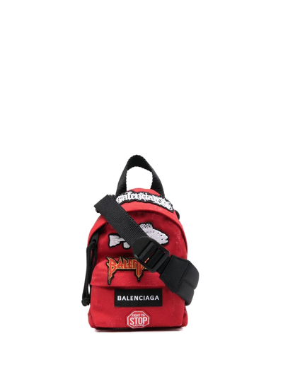 Balenciaga Logo-patch Zip-up Backpack In Red