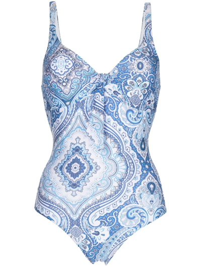 Melissa Odabash Paisley Print Bow-detail Swimsuit In Blue