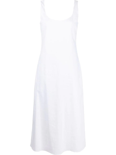 Theory Square-neck Sleeveless Midi Combo Dress In White