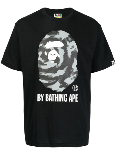 A Bathing Ape Stroke Camo-print T-shirt In Black