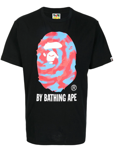 A Bathing Ape Logo印花棉t恤 In Black