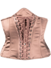 Dolce & Gabbana Lace-up Corset In Neutrals