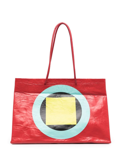 Medea Geometric-print Tote Bag In Red