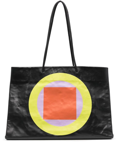 Medea Geometric-print Tote Bag In Black