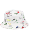 Msgm Graphic-print Bucket Hat In Weiss