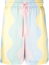 Casablanca Colour-block Drawstring Silk Shorts In Blau