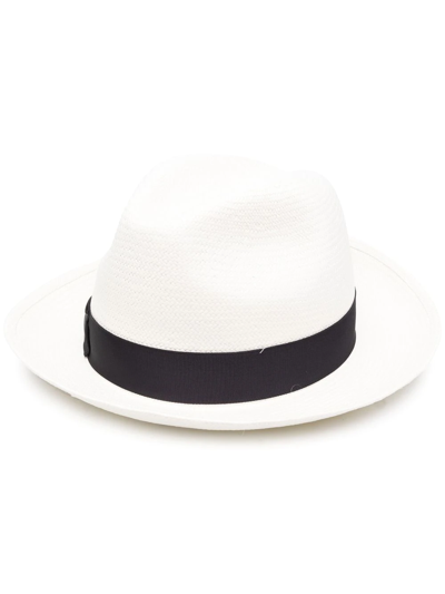Borsalino Narrow Brim Straw Hat In Black