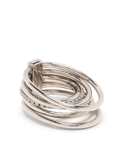 Panconesi Solar Crystal-embellished Stacked Ring In Silver