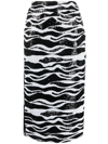 Dolce & Gabbana Zebra Sequined Midi Skirt W/ Mesh Back In White