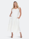 White Mark Maternity Plus Size Scoop Neck Tiered Midi Dress In White