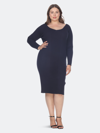 White Mark Women's Plus Size Destiny Sweater Dress In Blue