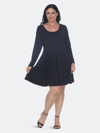 White Mark Plus Womens Pleated Textured Mini Dress In Black