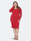 White Mark Women's Plus Size Destiny Sweater Dress In Red