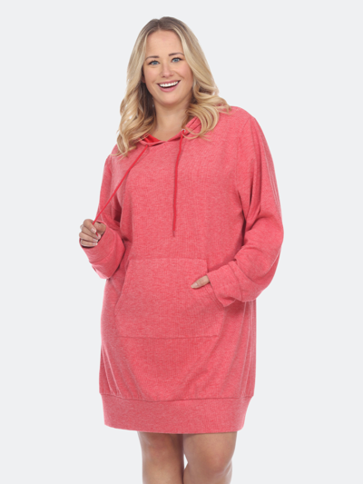 White Mark Plus Size Hoodie Sweatshirt Dress In Red