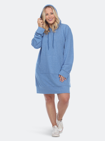 White Mark Plus Womens Hooded Mini Sweatshirt Dress In Blue