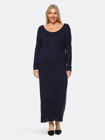 White Mark Plus Size Ria Dress In Navy