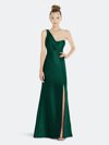 ALFRED SUNG ALFRED SUNG DRAPED ONE-SHOULDER SATIN TRUMPET GOWN WITH FRONT SLIT