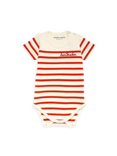 Maison Labiche Baby's Heartbreaker Bodysuit In Ivory Poppy