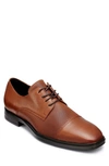 Karl Lagerfeld Leather Cap Toe Derby In Cognac